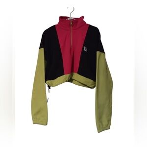Lucy & Yak Sweatshirt Blake Cropped Fleece Color Block Zip Sustainable Size M
